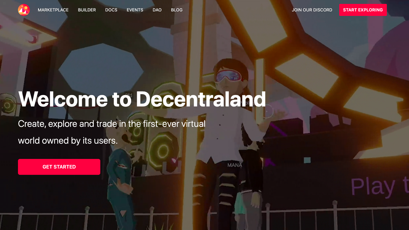 Decentraland homepage