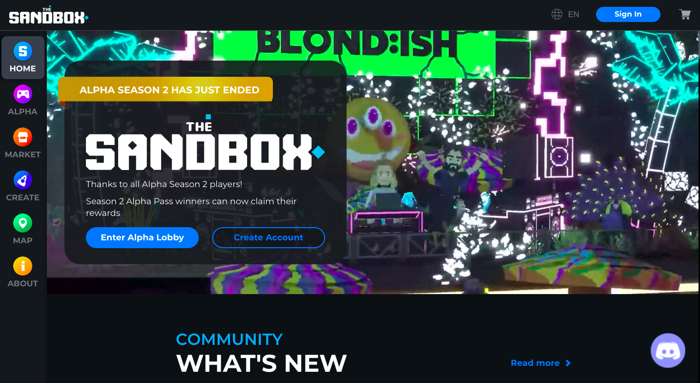 Sandbox homepage