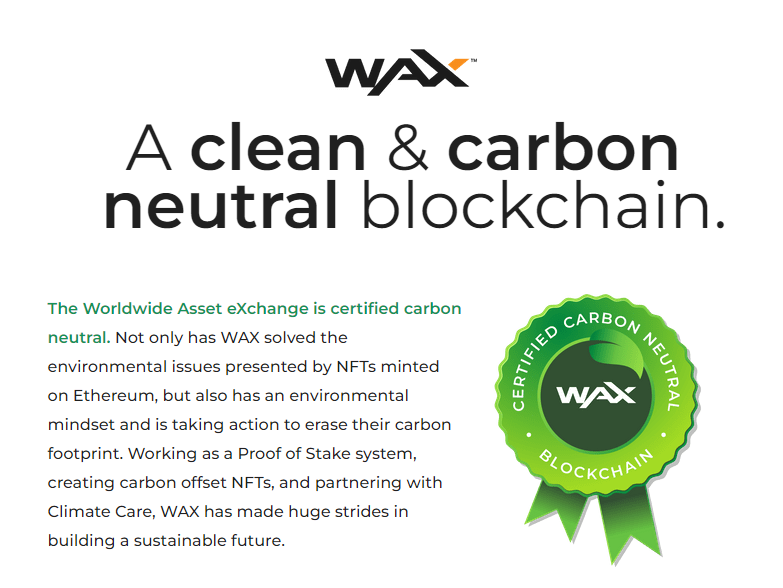 The WAX - Carbon Neutral
