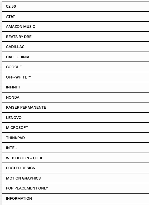 A list of brands Tim Deasy worked with