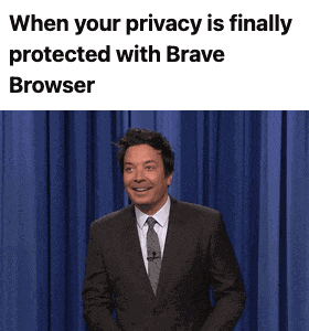 Meme about privacy protected with Brave browser