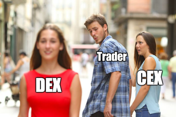 Meme about trader preferring DEX over CEX